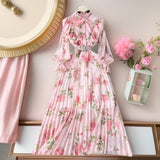 Dress Women's Autumn Dress 2025 New Heavy Industry Pressed Long Printed Chiffon Dress Sweet Holiday Dress