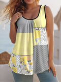 Summer Round Collar Vest New Art Splicing Pattern 3D Digital Printing Sleeveless Women's Folding Vest