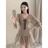 French Sweet Temperament V Neck Waist Dress Gentle Style Unique Beauty Thin A-Dress Women's Summer New
