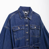 Women's Clothing 2025 Spring New Women's Waist Strap To The Waist Collar Denim Coat