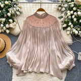 Vintage Lace Splicing V-Neckless Denim Dress Women's Summer Senior Feeling Lanky Dress