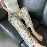 2025 High-End Cotton Pyjamas Ladies Summer Thin Artificial Silk Home Leisure Long Trousers Straight Can Be Worn Outside
