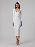 2025 New Women's Autumn New Horn Long-Sleeved Belt Dress Fashion Temperament