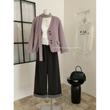 Grey Curly-Sided Striped Grinding Hair High Waist Broad Leg Slacks Women Autumn And Winter New Design With Straight Trousers