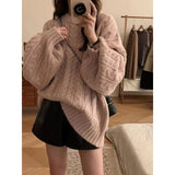 Korean Version Of The New Soft-Mascued Knitting Coat On The Head Of The Lazy Windy Loose Sweater Coat Women's Large Size Autumn And Winter Fashion