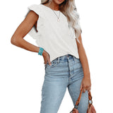 New 2025 Women's Hot-Selling Round-Neck Double-Layered Lotus Leaf Tops Short-Sleeved Women's T-Shirt