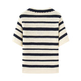 Ins Striped Knitted Short-Sleeved Woman Summer 2025 New Collar Polo Shirt Small Short Top