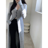 Korean Ins Design Long Sleeve V-Neck Knitted Dress Woman