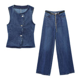 Women's New French Style Dress-Up Cowboy Sleeveless Round Collar Vest Vest