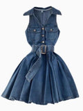 Sexy Denim Dress Design Feeling Hanging Neck Short Small A Word Ponpony Dress 0329