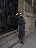 Middle Eastern Women's OL Elegant Wind Button Striped Broad Leg Trousers Set Commuting 2025 New