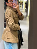 Autumn 2025 New Fashion Design Sense Single-Dlocked Slimming Pocket Jacket Outside