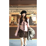 Winter New Can Wear Inside The Lazy High-End Thin Top Design Pink Inside Knitted Shirt Top