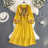 Bohemian Embroidery Tassel Tuxedo With Loose Waist A Word Big Swing Dress Seaside Holiday