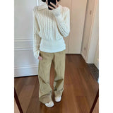 White Hollow Capped Linen Cashmere Sweater In Autumn And Winter To Show Thin Soft Glutinous Inside Knitted Shirt Top