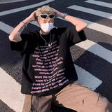 Summer High Street Loose Letter Print Short-Sleeved T-Shirt Man Hip-Hop Pure Cotton Half-Sleeved Top