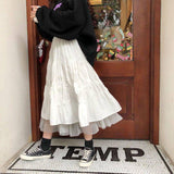 Spring And Summer New Korean Version Of The College Wind Mesh Splicing Skirt Half-Bred Mid-Long A-Skirt Ins