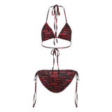 Fashion 2025 Summer New Women's Clothing Jennie The Same Sexy Hottie Hanging Neck Bikini Set