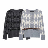 Women's Clothing 2025 Spring New With Belt Rhumin Sweater Jacket + Open Skirt Suit