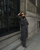 Middle Eastern Women's OL Elegant Wind Button Striped Broad Leg Trousers Set Commuting 2025 New