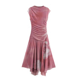 2025 Spring Pure Lust Wind Sexy U-Neck Casual Elastic Waist A-Word Dress Skirt
