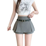 Small Retro With Belt Solid Color Bony Skirt Women Summer Commute High Waist Slim Half Body Skirt Babes