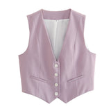 2025 Summer New Women's Street Fashion Leisure Vest 15 Color V Collar Vest