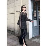 High Cold Goddess Fan Lazy Wind Hollow Sun Protection Shirt Summer New Fashion Bag Hip Fishtail Skirt Two Sets