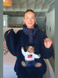 2025 New Women's Autumn And Winter Lead Cute Bear Pattern Lamb Plush Jacket Jacket Woman