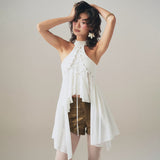 2025 Summer Fashion New Women's Personality Hottie Street Pat Rounded Sleeveless Tie With Irregular Design Vest Woman
