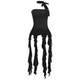 2025 Summer Fashion Women's New One-Word Shoulder Repair Twilight Smear Chest Pure Color Bhise Small Vest