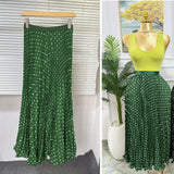 Classic Fashion Folding Wave Half-Dress French Sweet High-Waisted A-Shaped Skirt Mid-Long Folds Skirt
