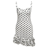 2025 Summer Women's New French Sexy Wave Point Sling Temperament High-End Waist Repair Dress