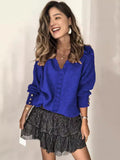 Autumn/Winter 2025 New Lace V-Necked Jacket Sweater Lady Loose Long-Sleeved Solid-Colored Sweater