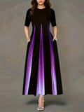 2025Wish New Summer Loose Casual Print Collar Plus-Size Dress Women's Dress