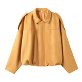 2025 Spring Pilot Jacket Bat Sleeve Zipper Loose Tuffen Jacket Women's Casual Jacket