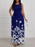 2025 Summer New Fashion Sleeveless Print Loose Round Collar Simple Temperament Dress