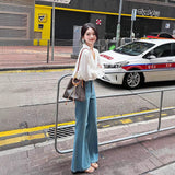 Water Wash Light Blue High Waist Slim Slim Skinny Micro-Horn Jeans Women Spring And Autumn New Small Horses Hoes Long Pants
