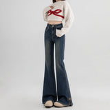High-Rise Retro High-Rise Jeans Women 2025 Autumn And Winter Plus Velvet New Viscous Trousers