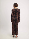 2025 New Women's Fashion Elegant Round-Collar Knitted Long Dress Leopard Dress Dress Dress
