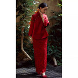 New Chinese Cheongsam Toast Suit 2025 New Retro National Style Wedding Dress Engagement Dress Long Sleeve