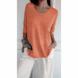Knitted Casual Sweater Basic Thin V-Neck Seven-Sleeve Solid Female Bottoming Shirt Ice Cream Color