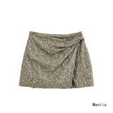 Ins2025 New Fashion Temperament Women's Army Green Beads Irregular Skirts