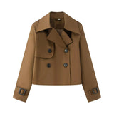 Women's 2025 New Double-Dbutled Short Wind Coat