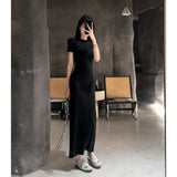 Design-Sense Dress Women's New French Temperament Round-Neck Short-Sleeves Long-Sleeved Baggage Dresses For Women's 2025 Summer