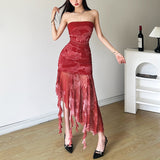 Spring 2025 New Women's New Chinese Style Irregular Sling Boobs Open Year-War Robe Dress
