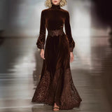 2025 Women's Short Sleeve French Autumn/Winter Zipper Long Sleeve Dress
