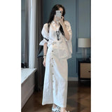 French Lazy Wind Relaxed Feeling White Thin Loose Sunscreen Shirt Women's Summer Design Half-Body Skirt Two-Piece