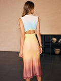 2025 New Women's Gradient Bag Hip Sleeveless Dress