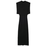 New Winter Women's Temperament Thin With Cushioned Shoulder Knit Dress